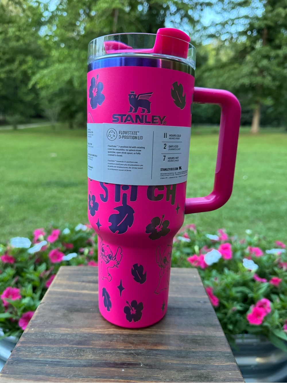 Stanley Hot Pink Stitch Insulated Travel Tumbler with Handle